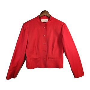 Pendleton VTG Cropped Blazer Made USA Red 100%‎ Wool (Size Tag Faded. See Desc)